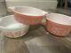 Pyrex Gooseberry Pink White Set Of 3 Casseroles No Lids 471 472 473