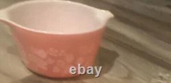 Pyrex Gooseberry Pink White Set of 3 Casseroles no lids 471 472 473