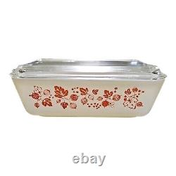 Pyrex Gooseberry Refrigerator Dish No. 503, 1.5 Quart White Pink vintage