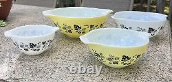 Pyrex Gooseberry White, Yellow, & Black Cinderella Nested Mixing Bowls-set Of 4