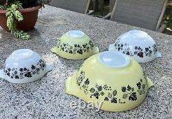 Pyrex Gooseberry White, Yellow, & Black Cinderella Nested Mixing Bowls-set Of 4
