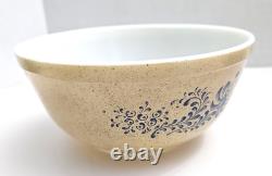 Pyrex Homestead Mixing Bowl Complete Set of 4 Tan & Blue Nesting 401 402 403 404