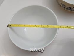 Pyrex Homestead Mixing Bowl Complete Set of 4 Tan & Blue Nesting 401 402 403 404