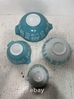 Pyrex Nesting Mixing Bowls Amish Butterprint Cinderella Set Blue 441 442 443 444