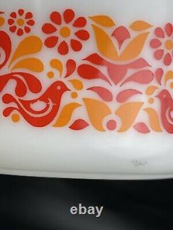 Pyrex Penn Dutch Friendship Casserole Dish with Lid and Underplate Red birds