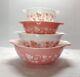 Pyrex Pink Gooseberry Cinderella Nesting Mixing Bowls Complete Set 4