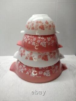 Pyrex Pink Gooseberry Cinderella Nesting Mixing Bowls Complete Set 4
