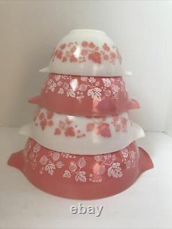 Pyrex Pink / White Gooseberry Cinderella Nesting Mixing Bowls Complete Set of 4