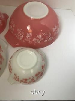 Pyrex Pink / White Gooseberry Cinderella Nesting Mixing Bowls Complete Set of 4
