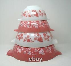 Pyrex Pink & White Gooseberry Cinderella Nesting Mixing Bowls Set of 4