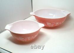 Pyrex Pink & White Gooseberry Cinderella Nesting Mixing Bowls Set of 4