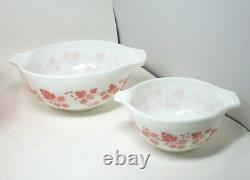 Pyrex Pink & White Gooseberry Cinderella Nesting Mixing Bowls Set of 4