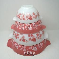 Pyrex Pink & White Gooseberry Cinderella Nesting Mixing Bowls Set of 4