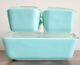 Pyrex Robins Egg Blue Turquoise Refrigerator Dish Set Fridgie Of 4 With Lids Read