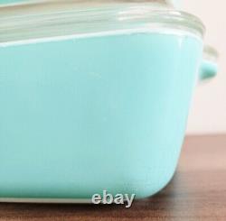 Pyrex Robins Egg Blue Turquoise Refrigerator Dish Set Fridgie Of 4 With Lids READ