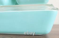 Pyrex Robins Egg Blue Turquoise Refrigerator Dish Set Fridgie Of 4 With Lids READ