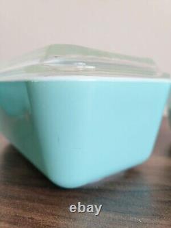 Pyrex Robins Egg Blue Turquoise Refrigerator Dish Set Fridgie Of 4 With Lids READ