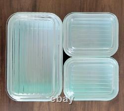 Pyrex Robins Egg Blue Turquoise Refrigerator Dish Set Fridgie Of 4 With Lids READ