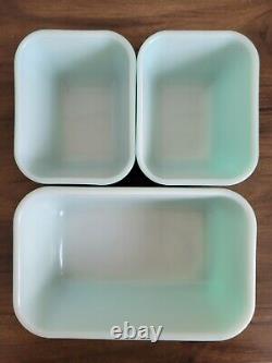 Pyrex Robins Egg Blue Turquoise Refrigerator Dish Set Fridgie Of 4 With Lids READ