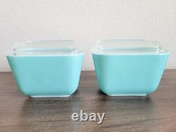 Pyrex Robins Egg Blue Turquoise Refrigerator Dish Set Fridgie Of 4 With Lids READ