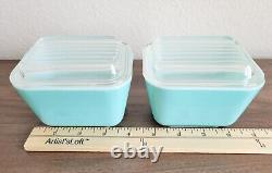 Pyrex Robins Egg Blue Turquoise Refrigerator Dish Set Fridgie Of 4 With Lids READ