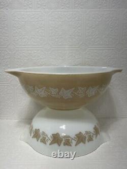 Pyrex Sandalwood Cinderella Mixing Bowls 444 and 443 Nesting Bowls Vintage