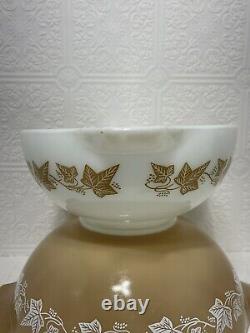 Pyrex Sandalwood Cinderella Mixing Bowls 444 and 443 Nesting Bowls Vintage