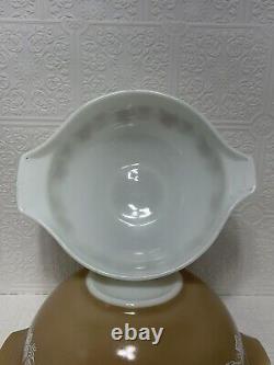 Pyrex Sandalwood Cinderella Mixing Bowls 444 and 443 Nesting Bowls Vintage