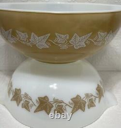 Pyrex Sandalwood Cinderella Mixing Bowls 444 and 443 Nesting Bowls Vintage