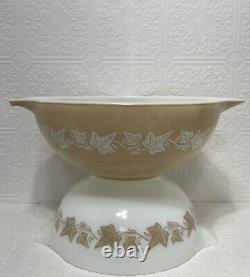 Pyrex Sandalwood Cinderella Mixing Bowls 444 and 443 Nesting Bowls Vintage