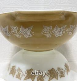 Pyrex Sandalwood Cinderella Mixing Bowls 444 and 443 Nesting Bowls Vintage