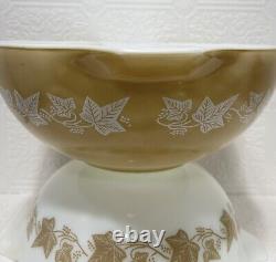 Pyrex Sandalwood Cinderella Mixing Bowls 444 and 443 Nesting Bowls Vintage