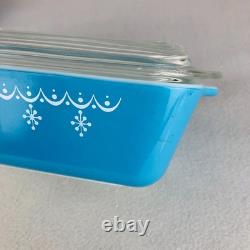 Pyrex Snowflake Garland Blue Refrigerator Set 503 502 501 Nesting Storage 1970s