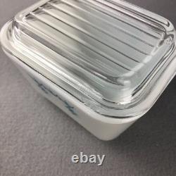 Pyrex Snowflake Garland Blue Refrigerator Set 503 502 501 Nesting Storage 1970s