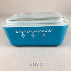 Pyrex Snowflake Garland Blue Refrigerator Set 503 502 501 Nesting Storage 1970s
