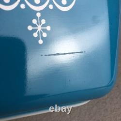 Pyrex Snowflake Garland Blue Refrigerator Set 503 502 501 Nesting Storage 1970s