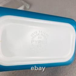 Pyrex Snowflake Garland Blue Refrigerator Set 503 502 501 Nesting Storage 1970s