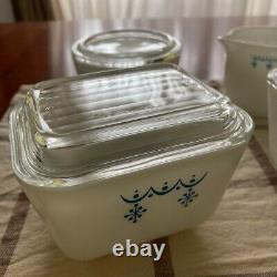 Pyrex Snowflake Riff S Sugar & Milk Pitcher Set White From Japan Used