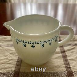 Pyrex Snowflake Riff S Sugar & Milk Pitcher Set White From Japan Used