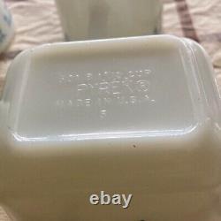 Pyrex Snowflake Riff S Sugar & Milk Pitcher Set White From Japan Used