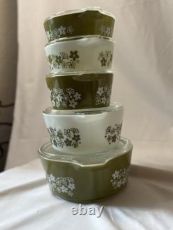Pyrex Spring Blossom Round Casserole Set With Lids 471-475 10 pieces