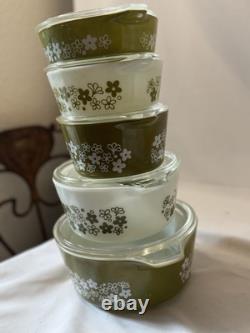 Pyrex Spring Blossom Round Casserole Set With Lids 471-475 10 pieces