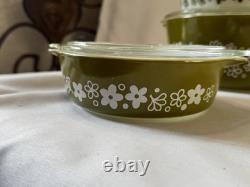 Pyrex Spring Blossom Round Casserole Set With Lids 471-475 10 pieces