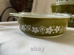 Pyrex Spring Blossom Round Casserole Set With Lids 471-475 10 pieces