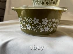 Pyrex Spring Blossom Round Casserole Set With Lids 471-475 10 pieces