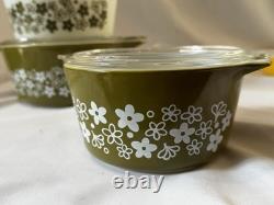 Pyrex Spring Blossom Round Casserole Set With Lids 471-475 10 pieces