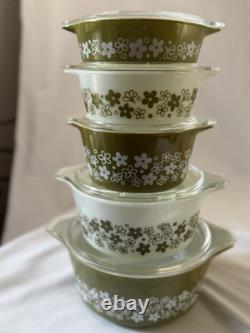 Pyrex Spring Blossom Round Casserole Set With Lids 471-475 10 pieces