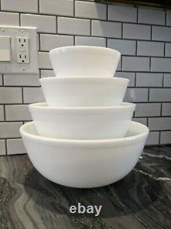 Pyrex True Opal White Mixing Nesting Bowls 401 402 403 404 UNMARKED