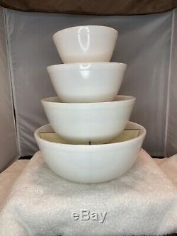 Pyrex True Opal White Mixing Nesting Bowls 401 402 403 404 UNMARKED
