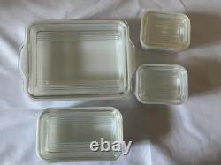 Pyrex Turquoise Amish Butterprint Lidded Refrigerator Dish Set of 4 (8-Pcs.)